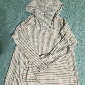 Paper Crane Textured Knit with Red and Beige Stripes